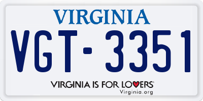 VA license plate VGT3351