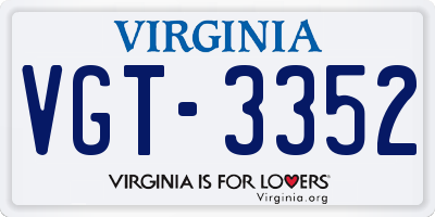 VA license plate VGT3352