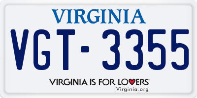 VA license plate VGT3355