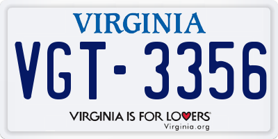 VA license plate VGT3356