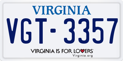 VA license plate VGT3357