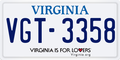 VA license plate VGT3358