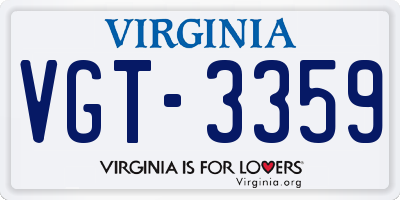 VA license plate VGT3359