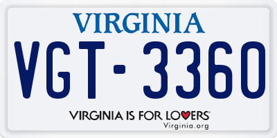 VA license plate VGT3360