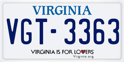 VA license plate VGT3363
