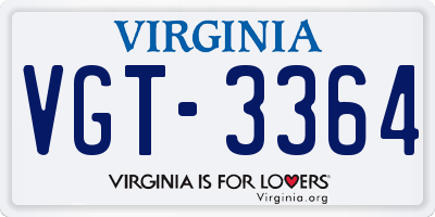 VA license plate VGT3364