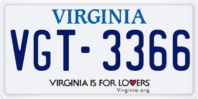 VA license plate VGT3366