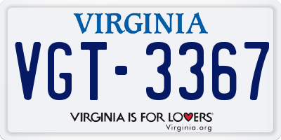 VA license plate VGT3367