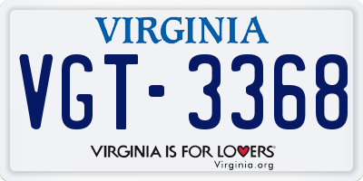 VA license plate VGT3368