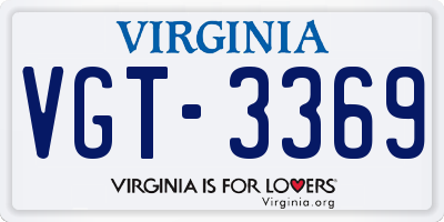VA license plate VGT3369