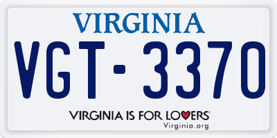 VA license plate VGT3370