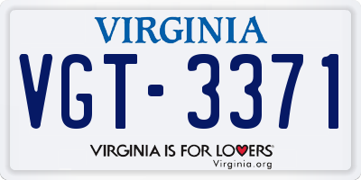 VA license plate VGT3371