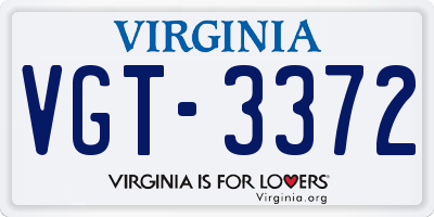 VA license plate VGT3372