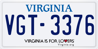 VA license plate VGT3376