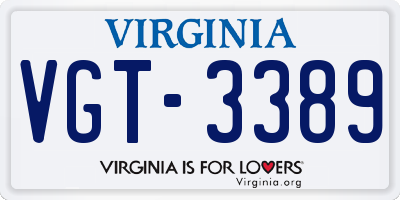VA license plate VGT3389