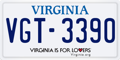 VA license plate VGT3390