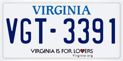 VA license plate VGT3391