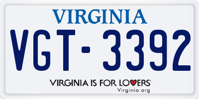 VA license plate VGT3392