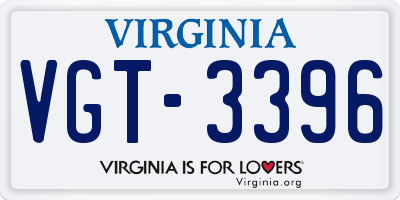 VA license plate VGT3396