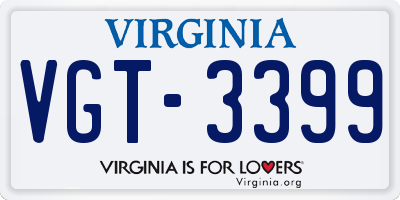 VA license plate VGT3399