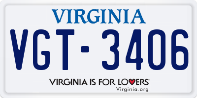 VA license plate VGT3406