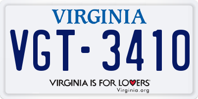VA license plate VGT3410