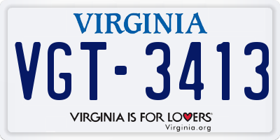 VA license plate VGT3413