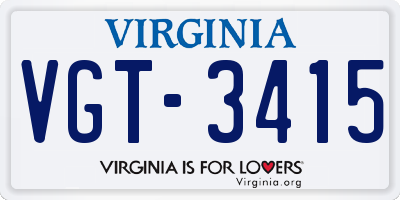 VA license plate VGT3415