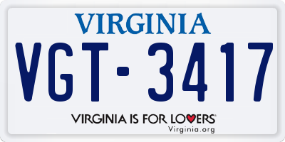 VA license plate VGT3417