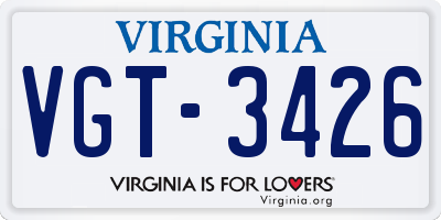 VA license plate VGT3426