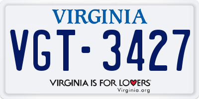 VA license plate VGT3427