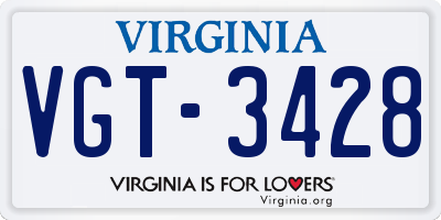 VA license plate VGT3428
