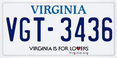 VA license plate VGT3436