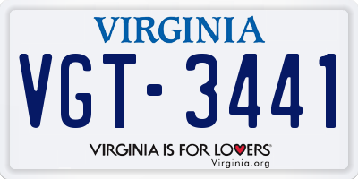 VA license plate VGT3441