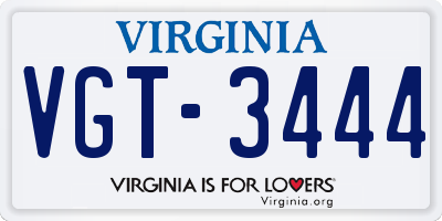 VA license plate VGT3444