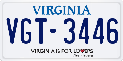 VA license plate VGT3446