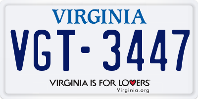 VA license plate VGT3447