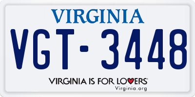 VA license plate VGT3448