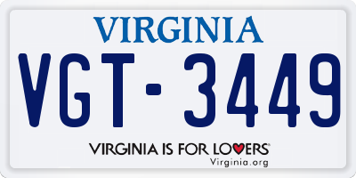 VA license plate VGT3449