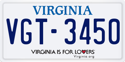VA license plate VGT3450