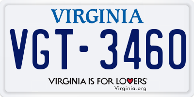 VA license plate VGT3460