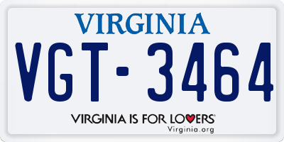 VA license plate VGT3464