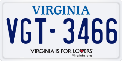 VA license plate VGT3466