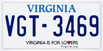 VA license plate VGT3469