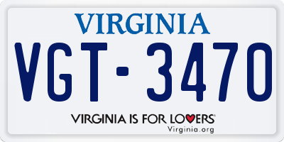 VA license plate VGT3470