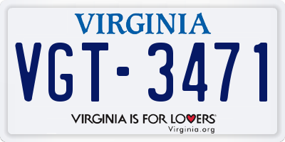 VA license plate VGT3471