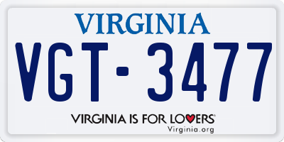 VA license plate VGT3477