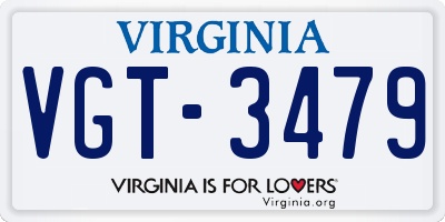 VA license plate VGT3479
