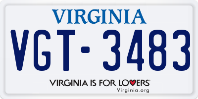 VA license plate VGT3483