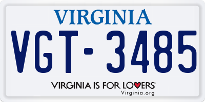 VA license plate VGT3485